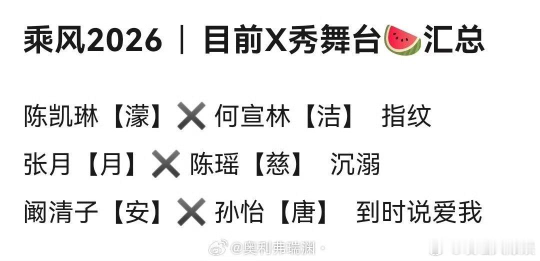 张月陈瑶四公X秀陈凯琳何宣林四公X秀网传浪姐X秀阵容四公X秀对战阵容曝光，各组