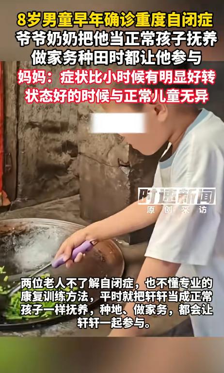 太感动啦！安徽8岁男孩被确诊重度自闭症，没钱做专业康复，85岁的爷爷和75岁的奶