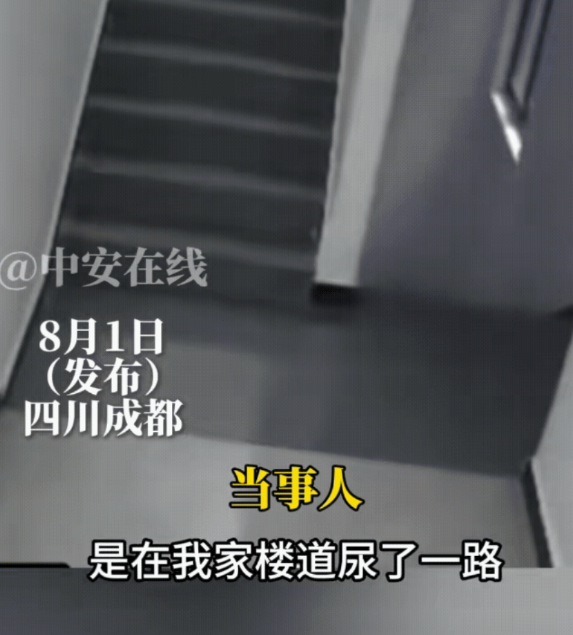 太无语了！四川成都，一名外卖员给一女子送餐后下楼时沿着小区楼梯间尿了一路。女子表