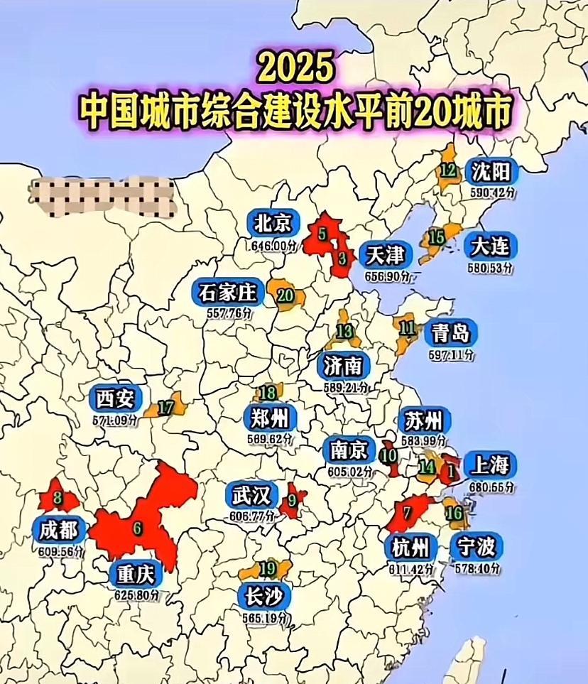 这个20强排名只有一个城市服，其他19个都不服，深圳排第二也不服，武汉排第9更不