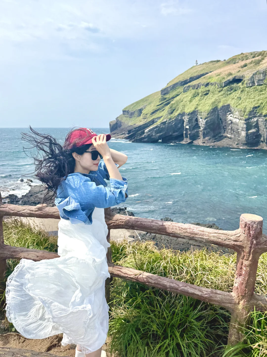 5.3实况！在济州岛牛岛的海边差点被吹飞😅
