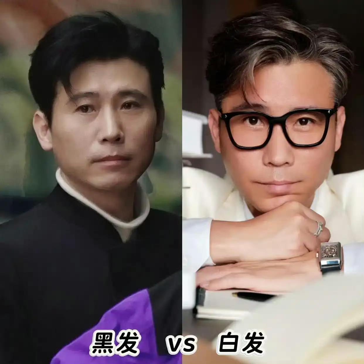 何炅一头乌发，李乃文两鬓花白。同框像两代人。《你好星期六》里，何炅叫他一