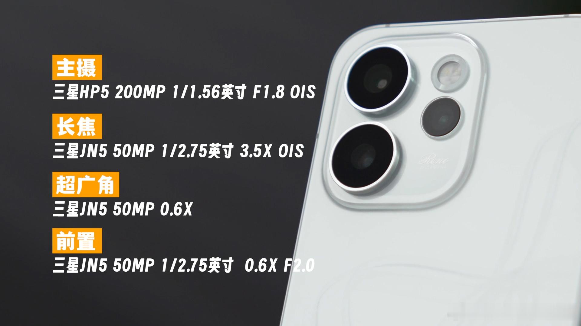 Reno15全系影像规格一致(图1)，主摄HP5，其他的超广角长焦前置都是JN5