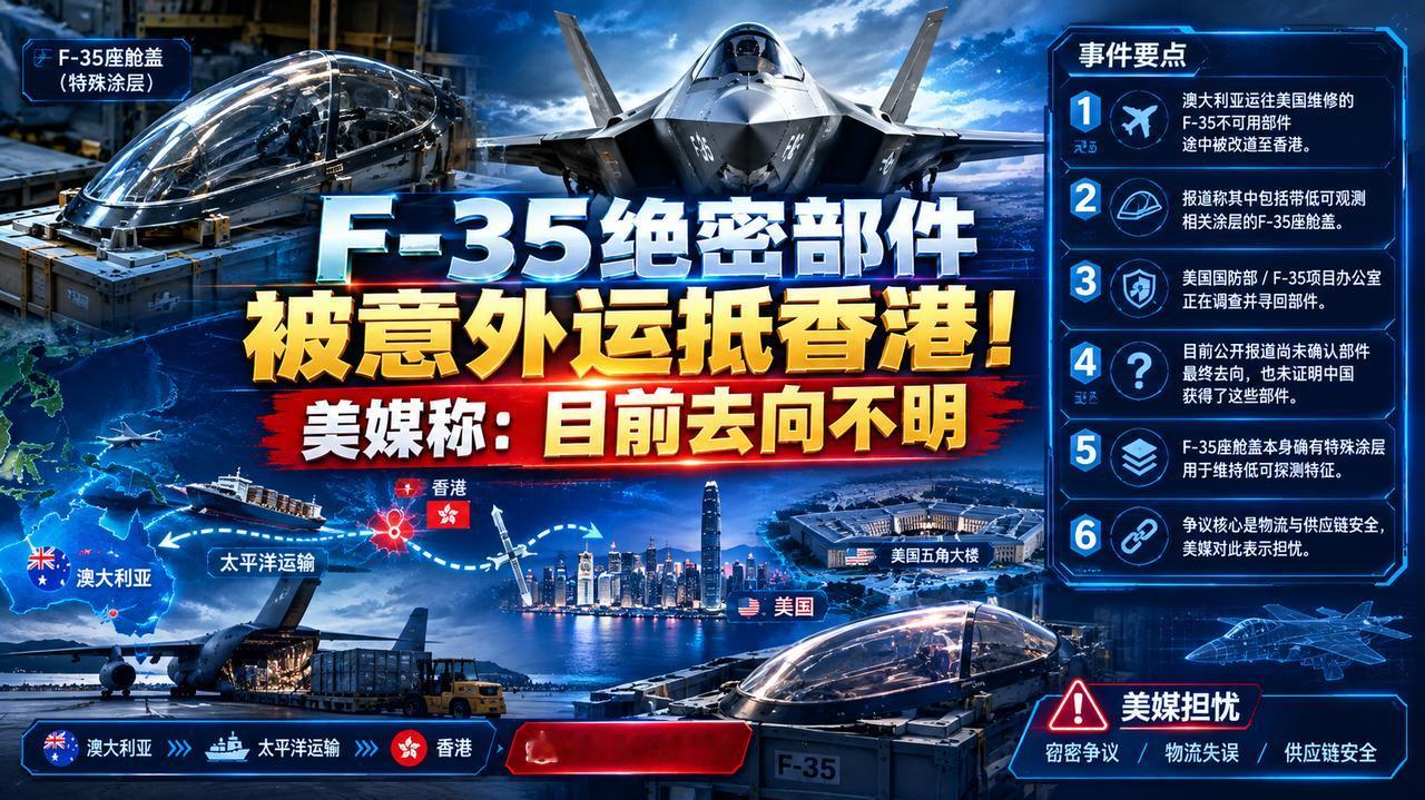 F-35座舱部件被意外运到香港，以色列披露了更匪夷所思的重要情节，一架从澳大利亚