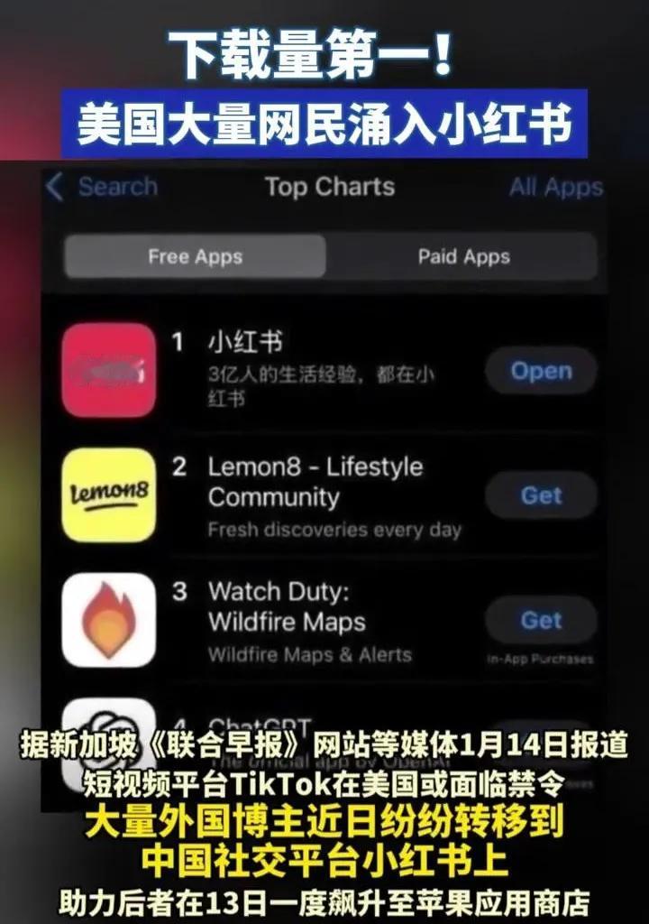 《小红书现象即将引起美国官方重视》美国TikTok网民大量涌进小红书app现象
