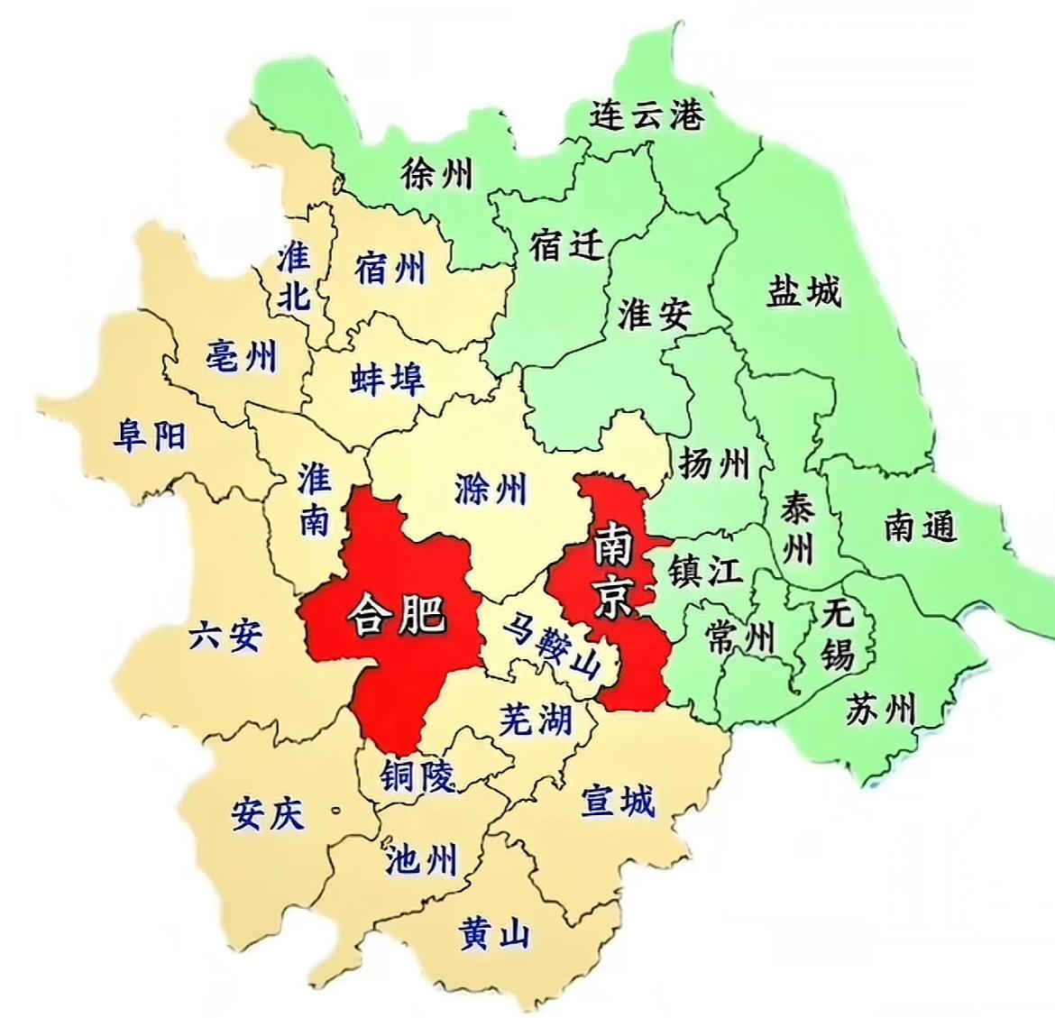 这两天安徽人、江苏人可是有话题了，看地图，滁州、马鞍山夹在合肥与南京之间，按道理