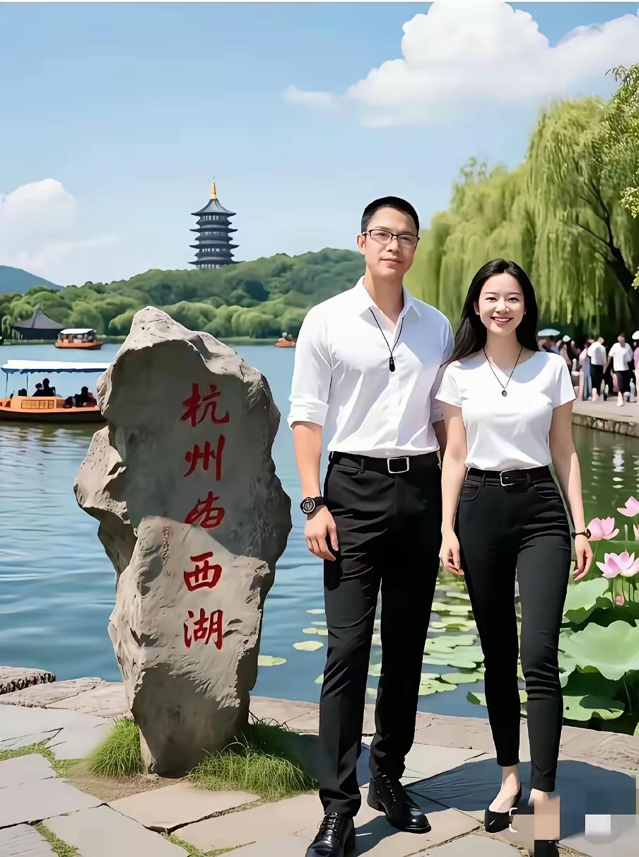 分享一张美丽的图片吧西湖石上题，情意两相知。