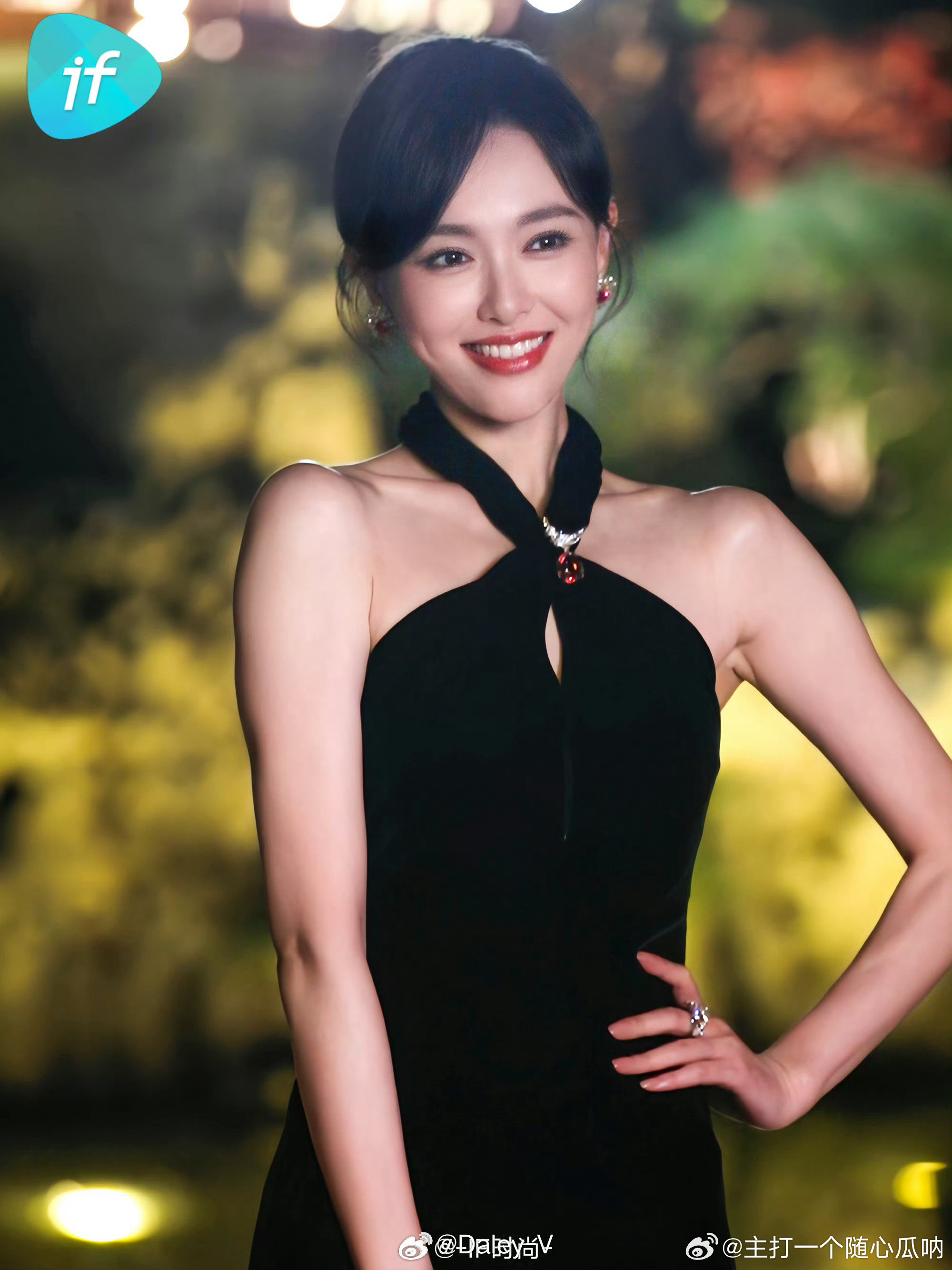 唐嫣Tiffany晚宴造型，还有石上鸟胸针，美！