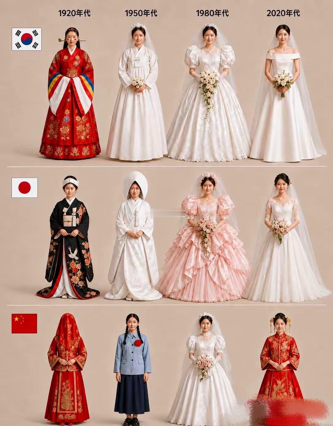 不同国家的婚服变化史！！​​​
