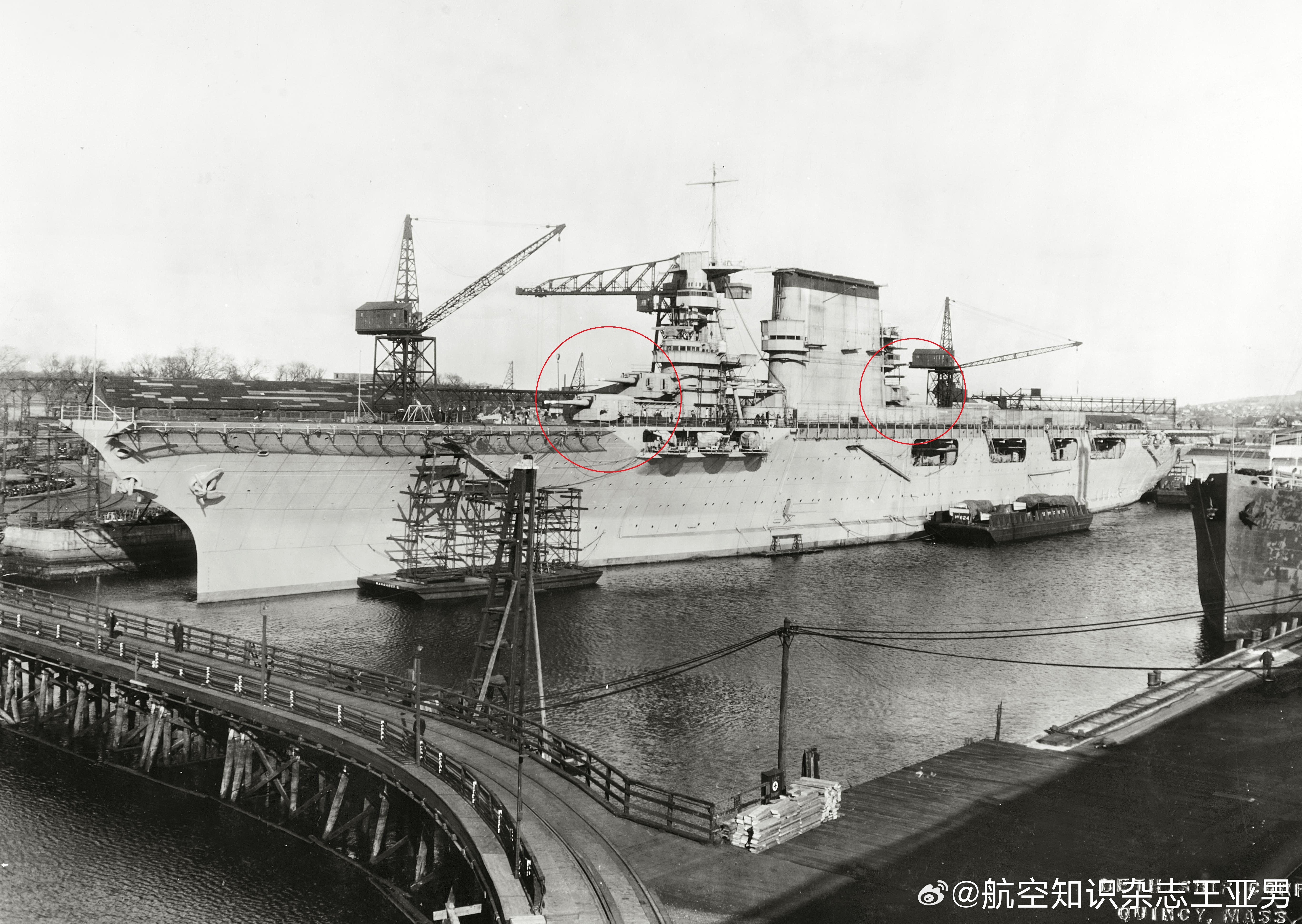 1927年11月，美国马萨诸塞州昆西伯利恒钢铁公司船厂进行最后舾装的“列克星敦”