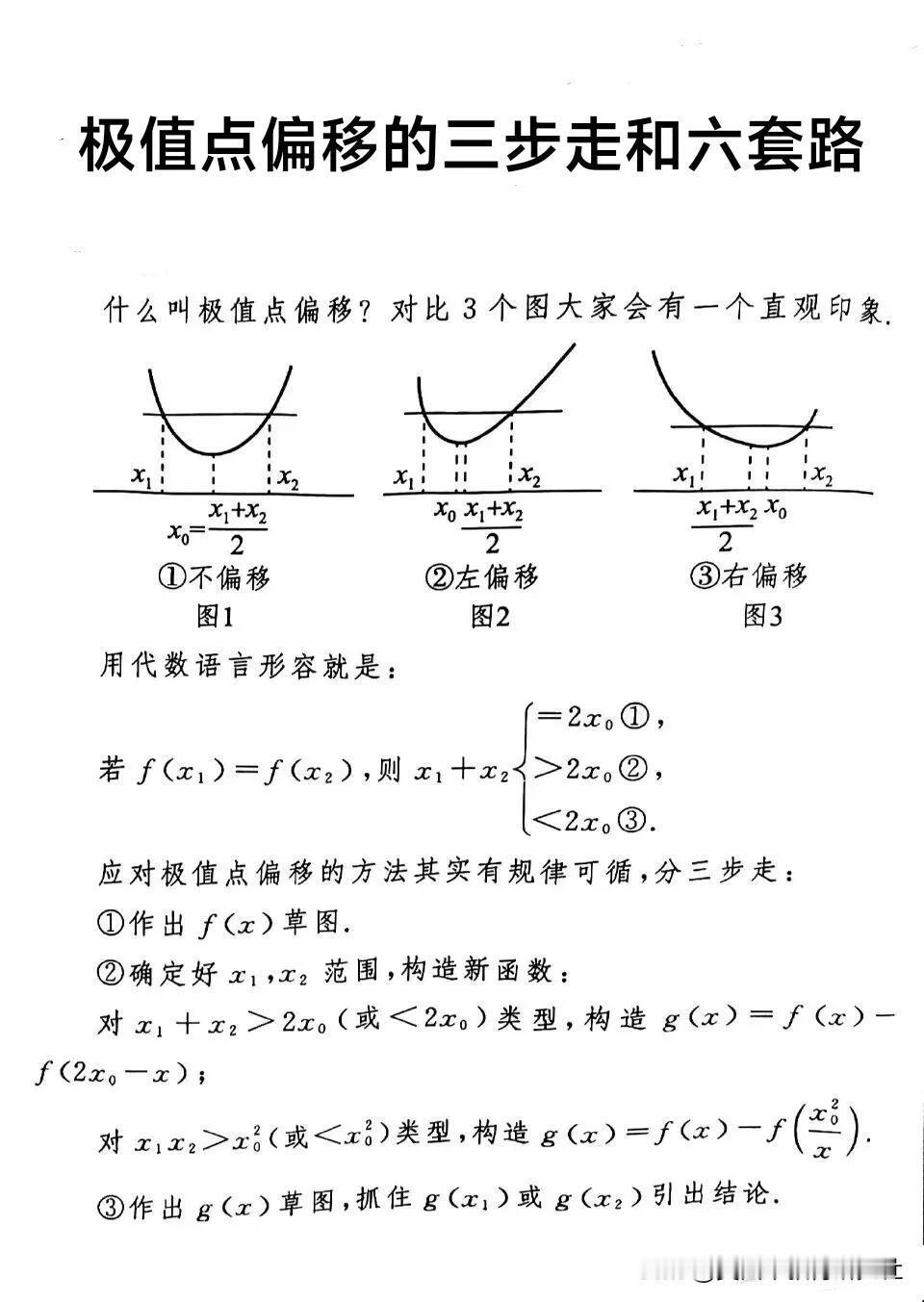 【高中数学极值点偏移三步走和六套路】 高中数学极值点偏移三步走和六套路！高中数