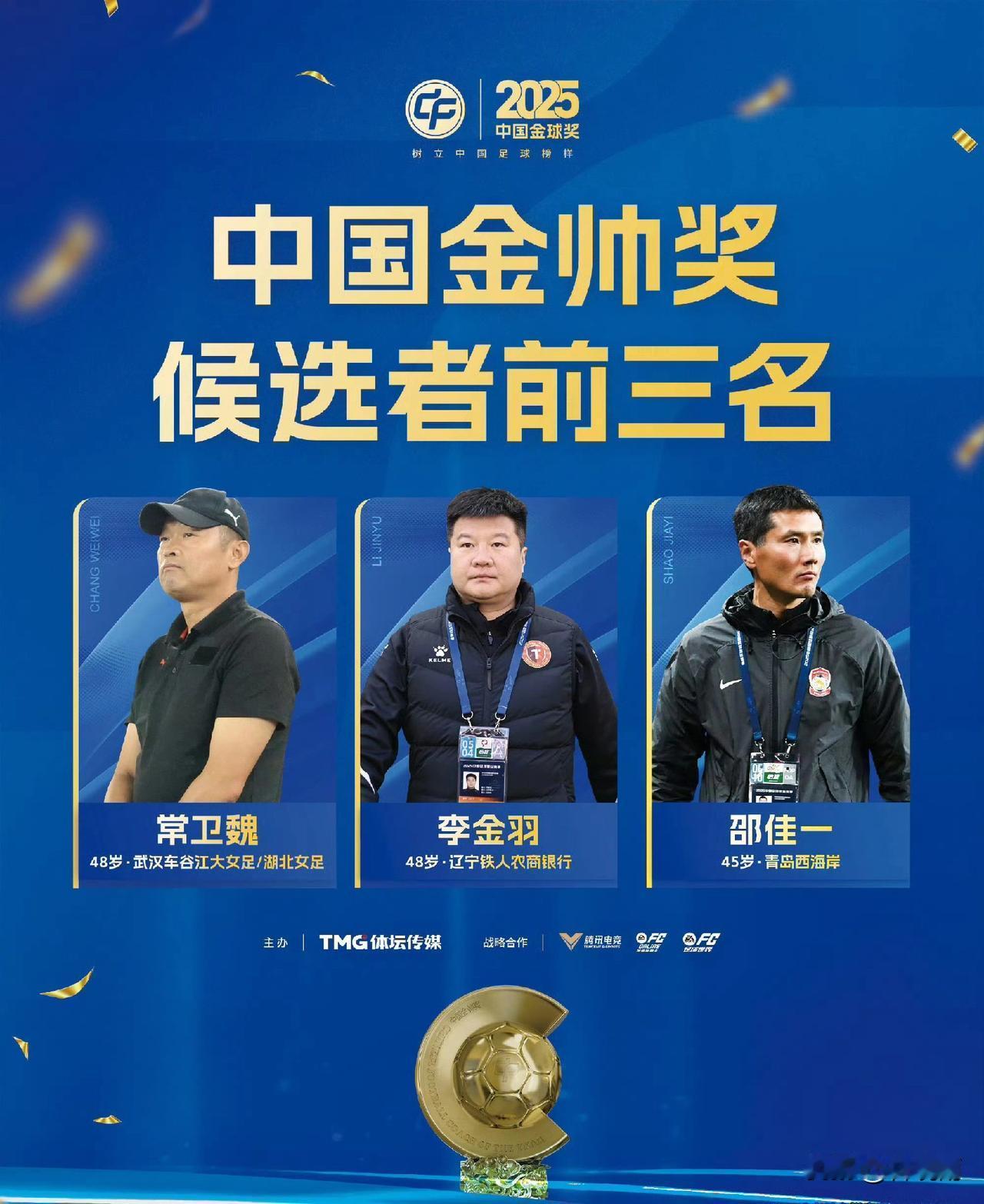 25赛季中国金帅奖没有于根伟!金童奖邝兆镭入选前三。足球周刊公布了25赛季中