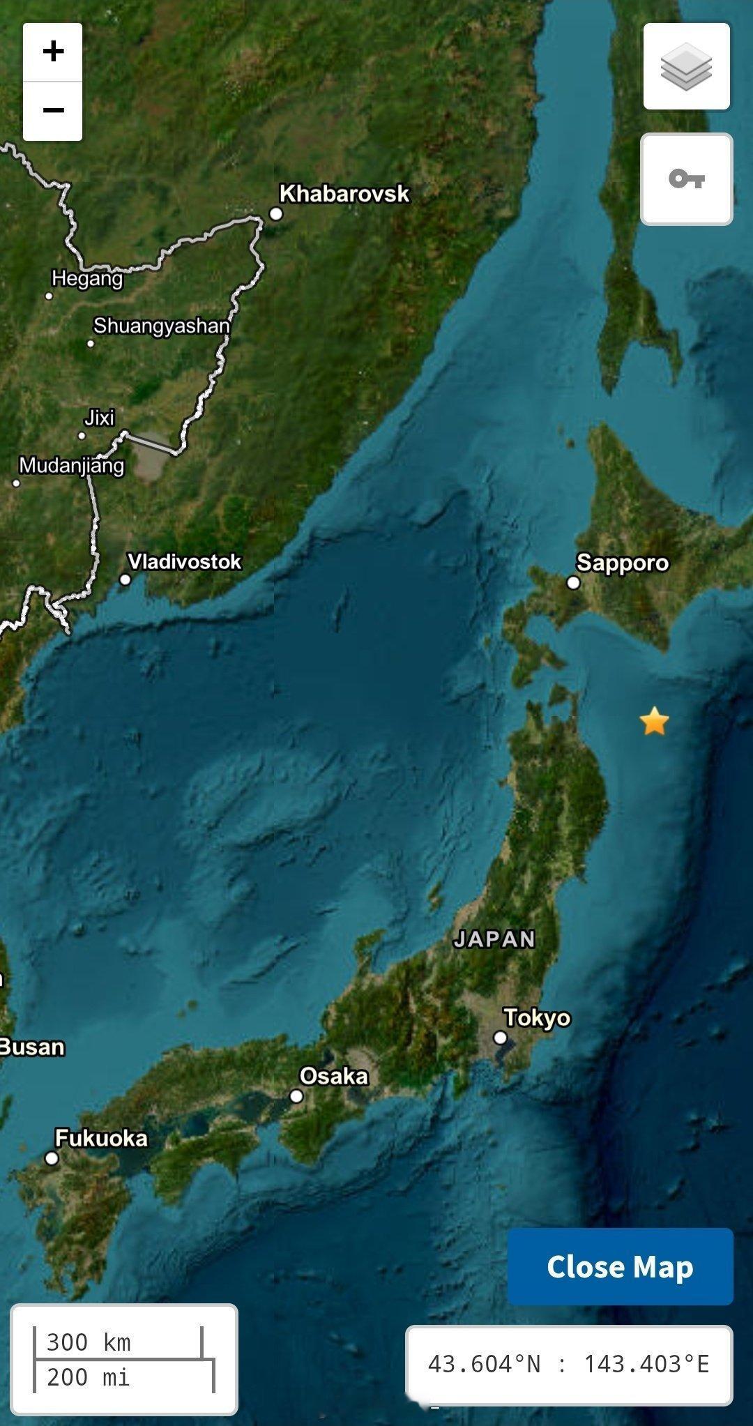 日本地震12月12日02:44UTC，日本东北海岸附近发生6.7级地震，震