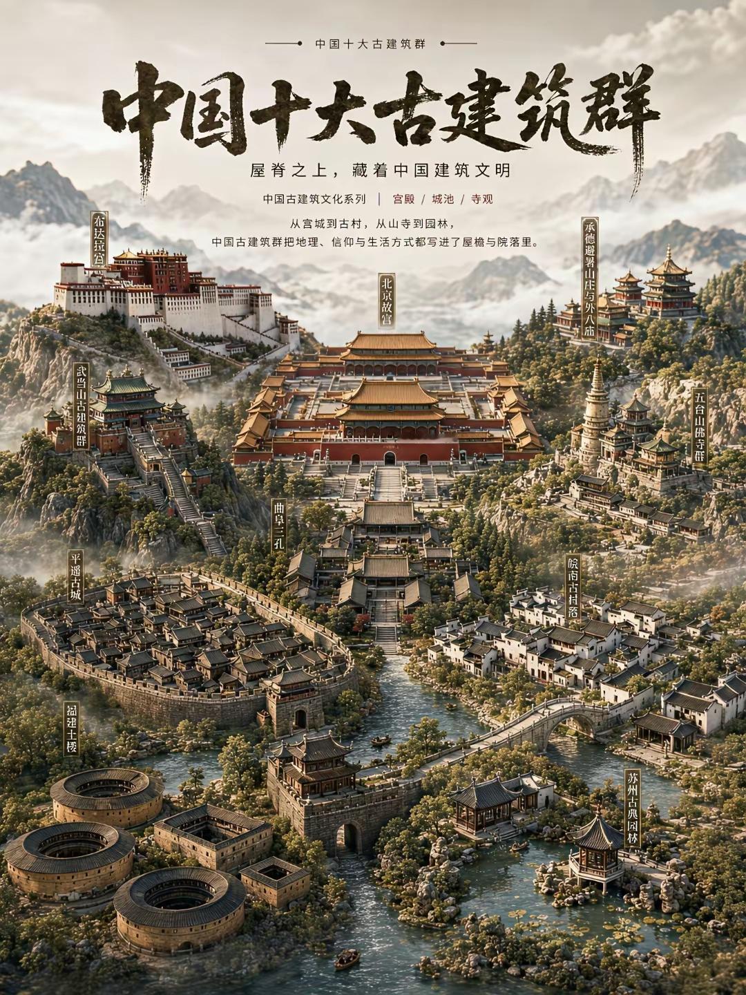 中国十大古建筑群✨一砖一瓦，皆是历史；飞檐斗拱，尽是东方美学。这10