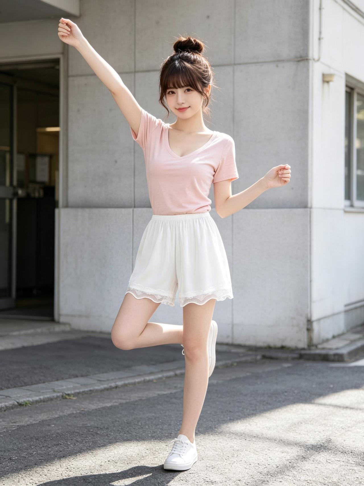 夏日清新穿搭，粉色短袖搭配白色蕾丝短裙，活力满满！🌞👗👗职场女性怎样穿搭提