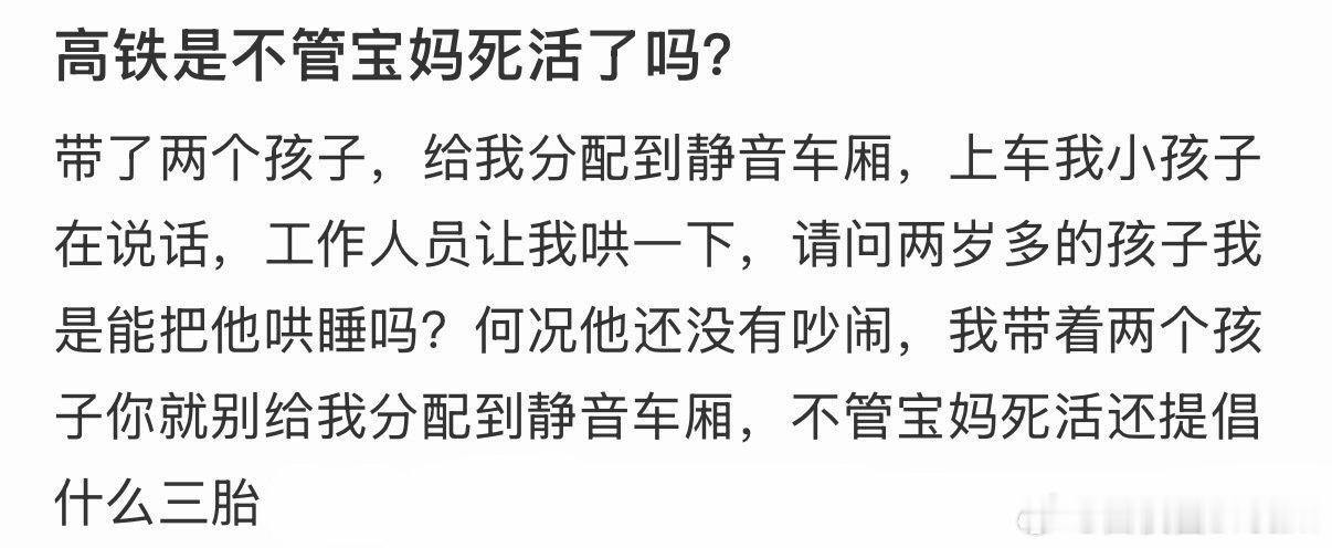 网友带两个孩子，给分配到静音车厢
