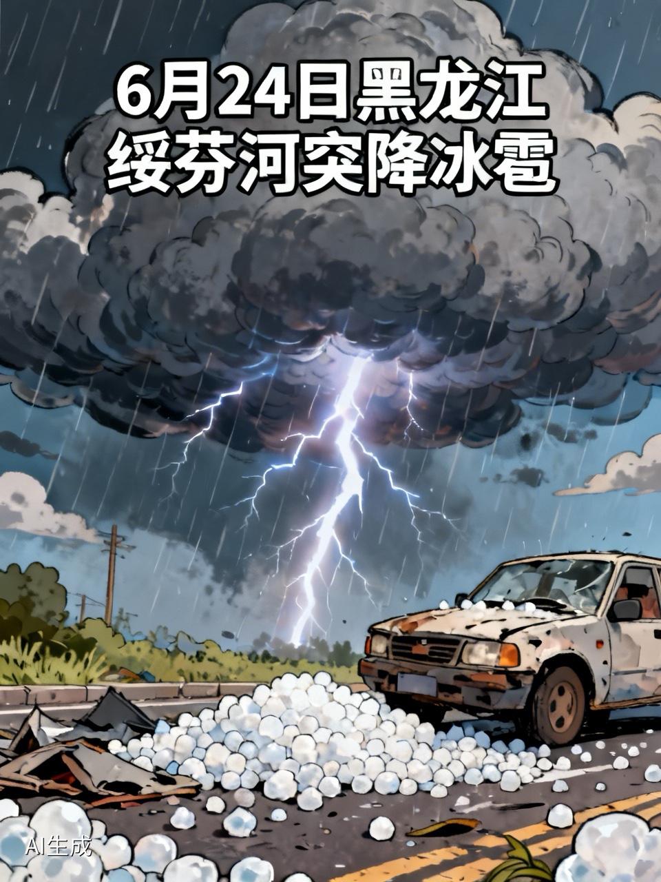 今年这天气真让人捉摸不透！就说6月24日中午，黑龙江绥芬河突降冰雹，还伴着7级雷