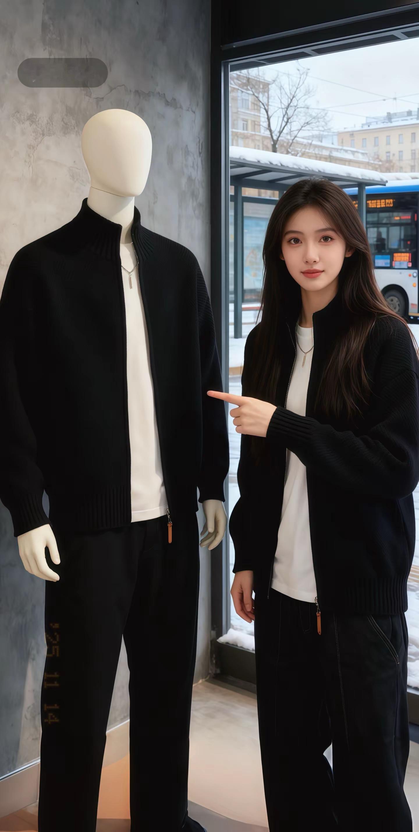 品质男装外套都市丽人的秋冬高智感穿搭冬季属于淡人的黑白灰穿搭针织...