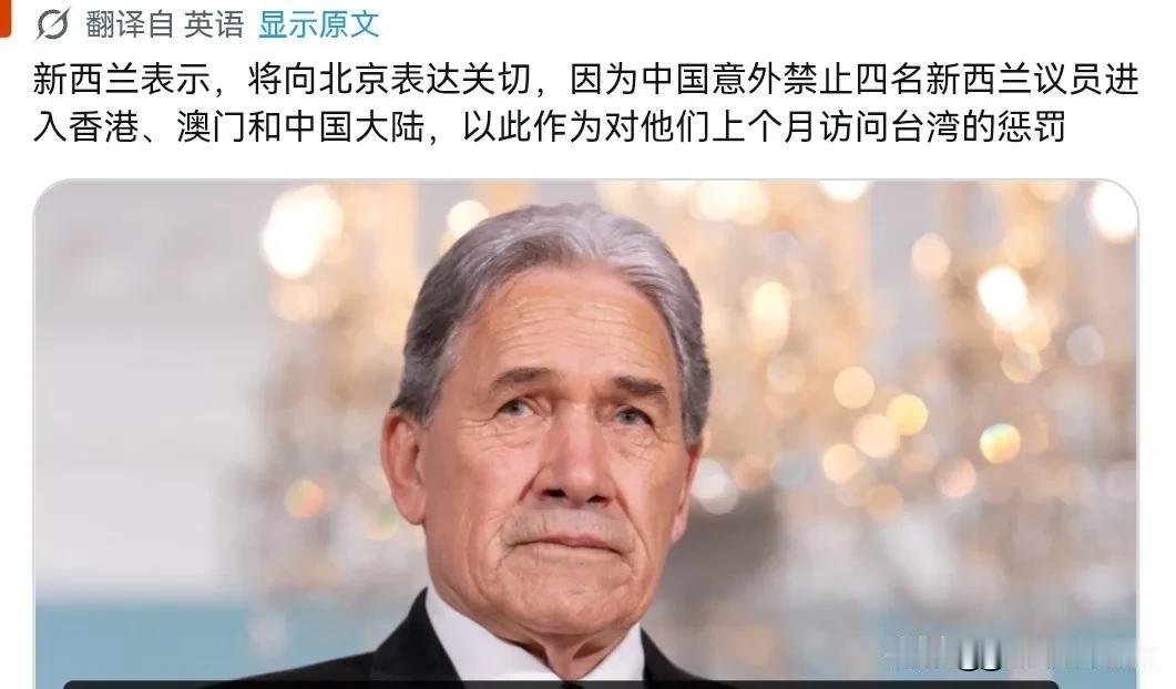新西兰不高兴了！新西兰方面声称，中国此举是处罚，对中国表示关切！在我们禁止四名新