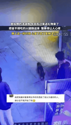 “懂事得让人心疼！”深夜街头那只被男子投喂的流浪狗再次与他相遇。男子本以为