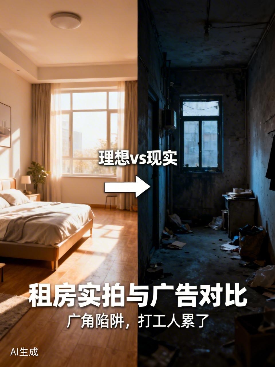 租房能不能别再用广角骗人了！实拍与图片差到离谱，打工人真的累了租房的朋友注