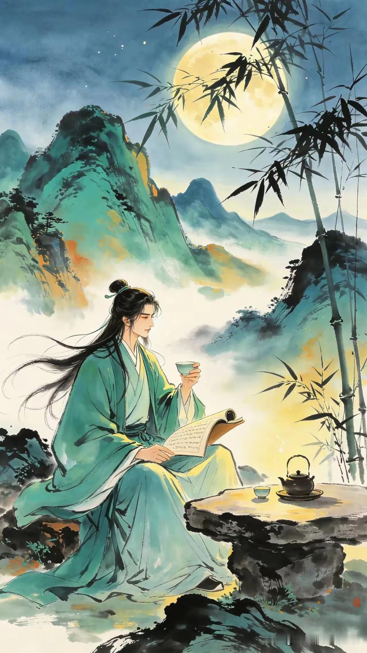 把酒邀月对晴空，一腔痴念都随风。纵然放下心头事，恬淡西无一身轻。