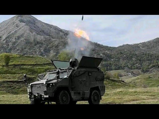 科索沃军队装备的土耳其制造ALKAR120mm移动迫击炮，据称可以击中藏在陡