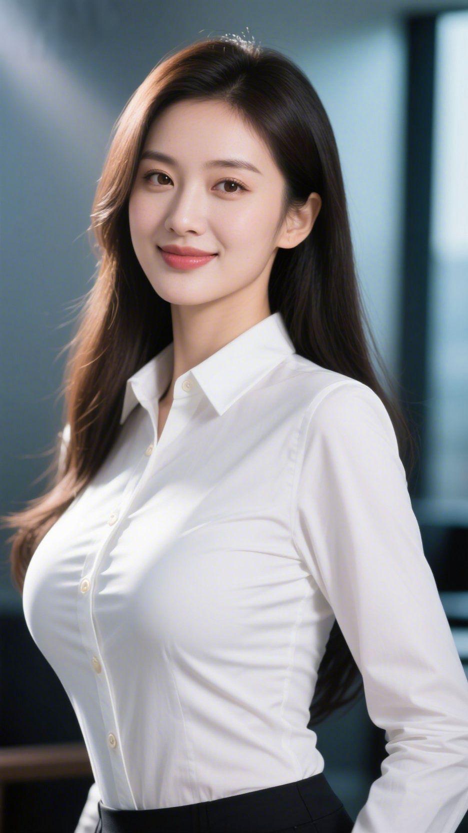 白衬衫的职场风华一身简约的白色衬衫，在办公空间的冷调光影里，晕开了恰到好处