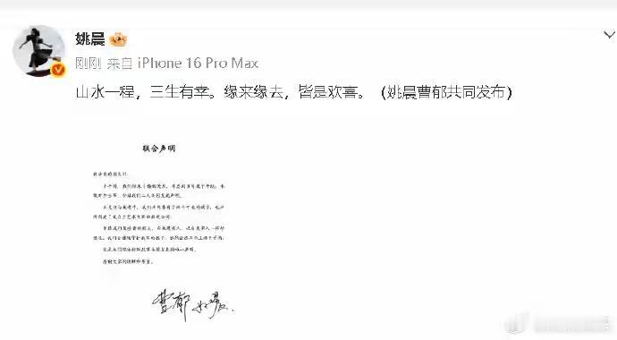 姚晨曹郁体面离婚背后：14年婚姻无声落幕，孩子成最大公约数，娱乐圈分手新范本引全