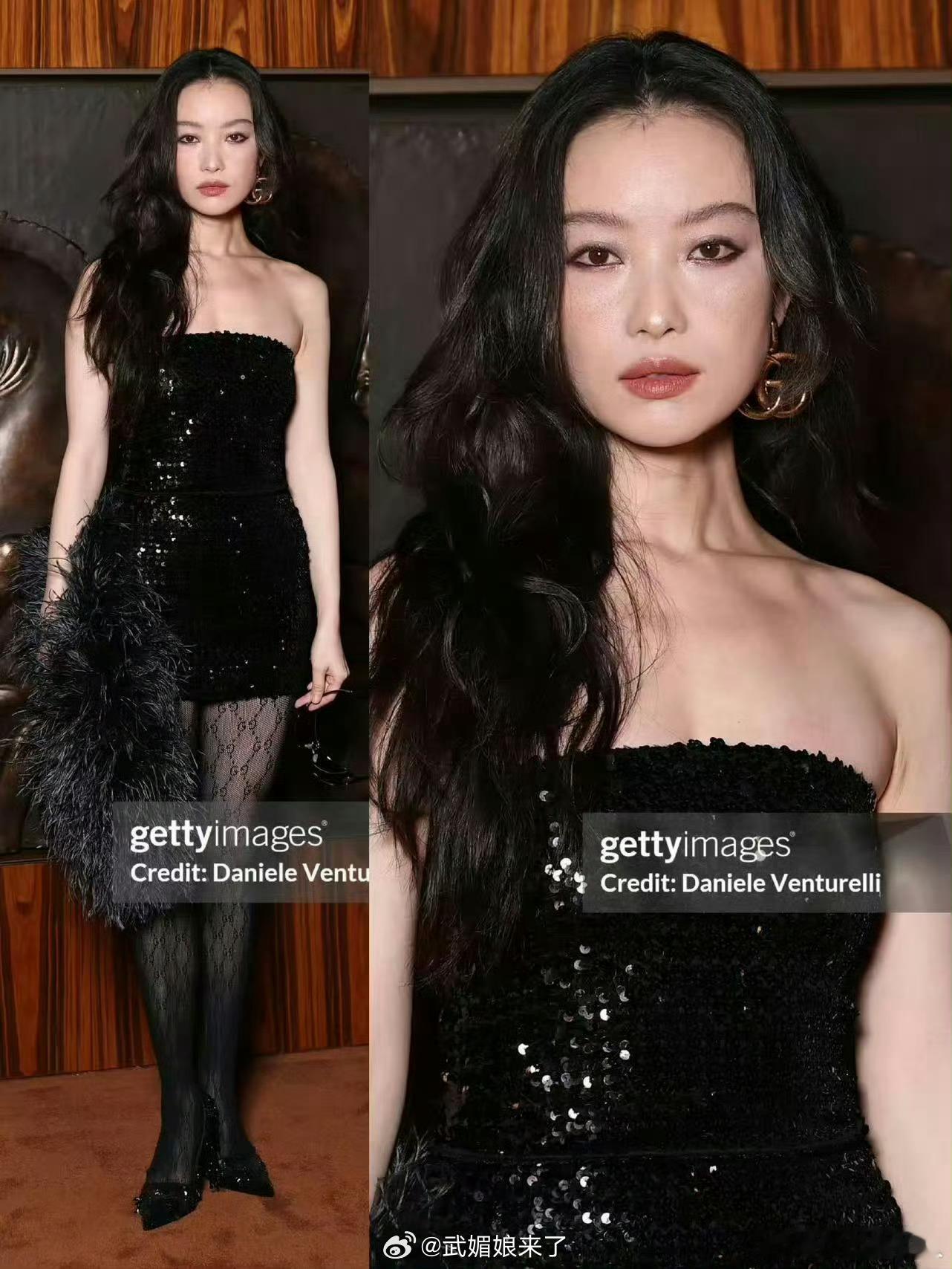 倪妮米兰时装周gucci大秀G社生图和以往的感觉不一样了，大花妆容​​​