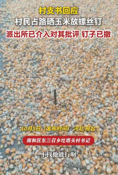 坏到骨子里！河北邢台，一村民为了方便自己晒玉米，不仅私自霸占整条村道，甚至还恶意