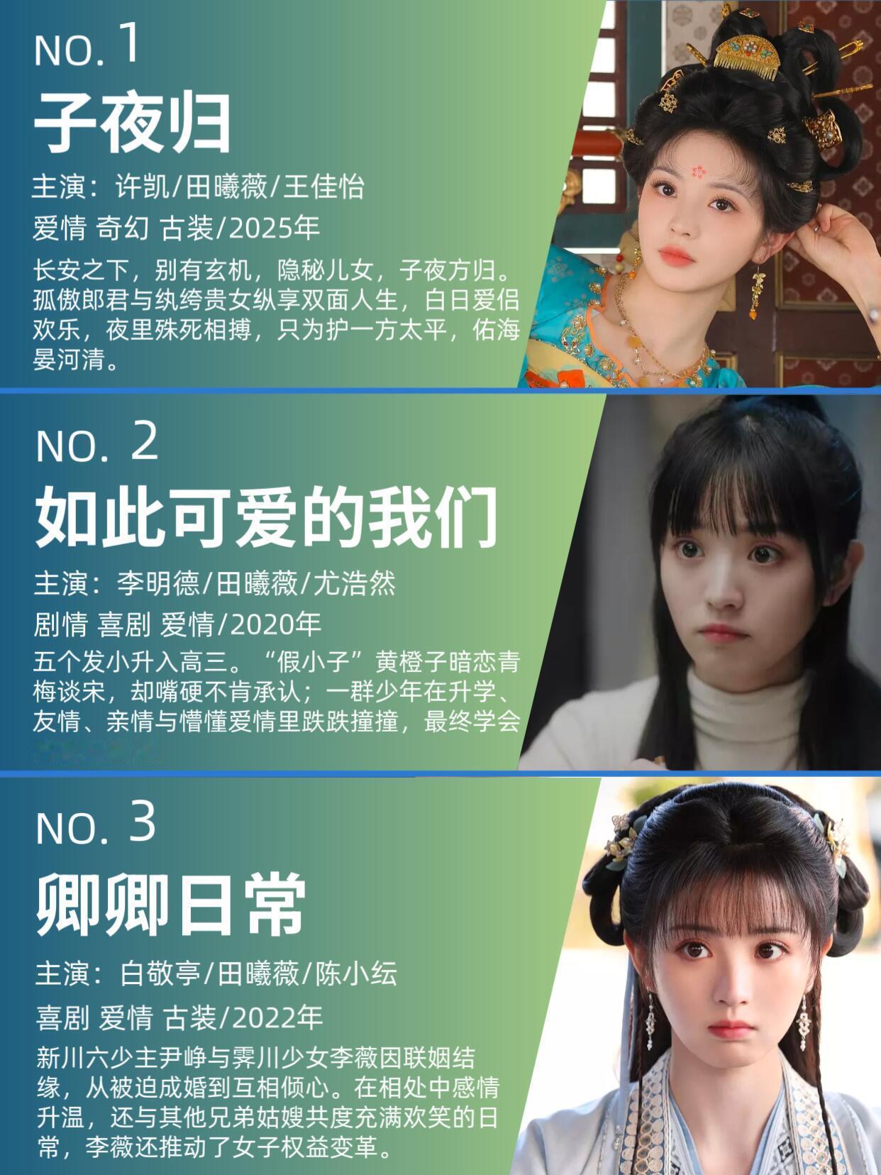 饭可以不吃，剧不能停！田曦薇主演参演剧集🈶​​​