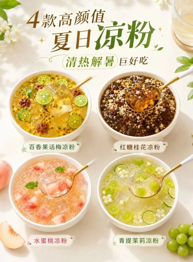 夏天一到，谁能拒绝一碗冰爽Q弹的凉粉？这四款高颜值夏日凉粉，把清爽和美味拿捏