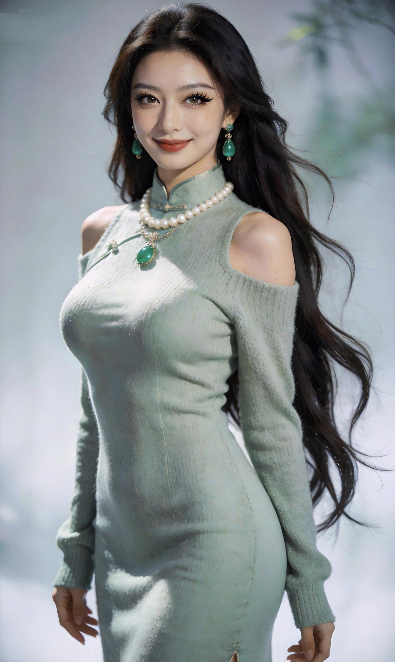 《旗袍落墨，岁月成诗》针脚如丝，织就东方风骨盘扣轻系，锁住流年清欢一袭