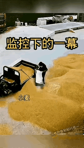 一大妈开着三轮车去卖粮食，万万没想到，正在卸车的大妈竟突然从车上拽下一袋沙子，眨