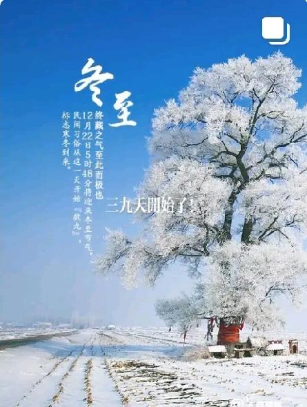 今年很特殊，冬至就数九！1月8至16号，三九难露手！春打六九头，春节在七九！
