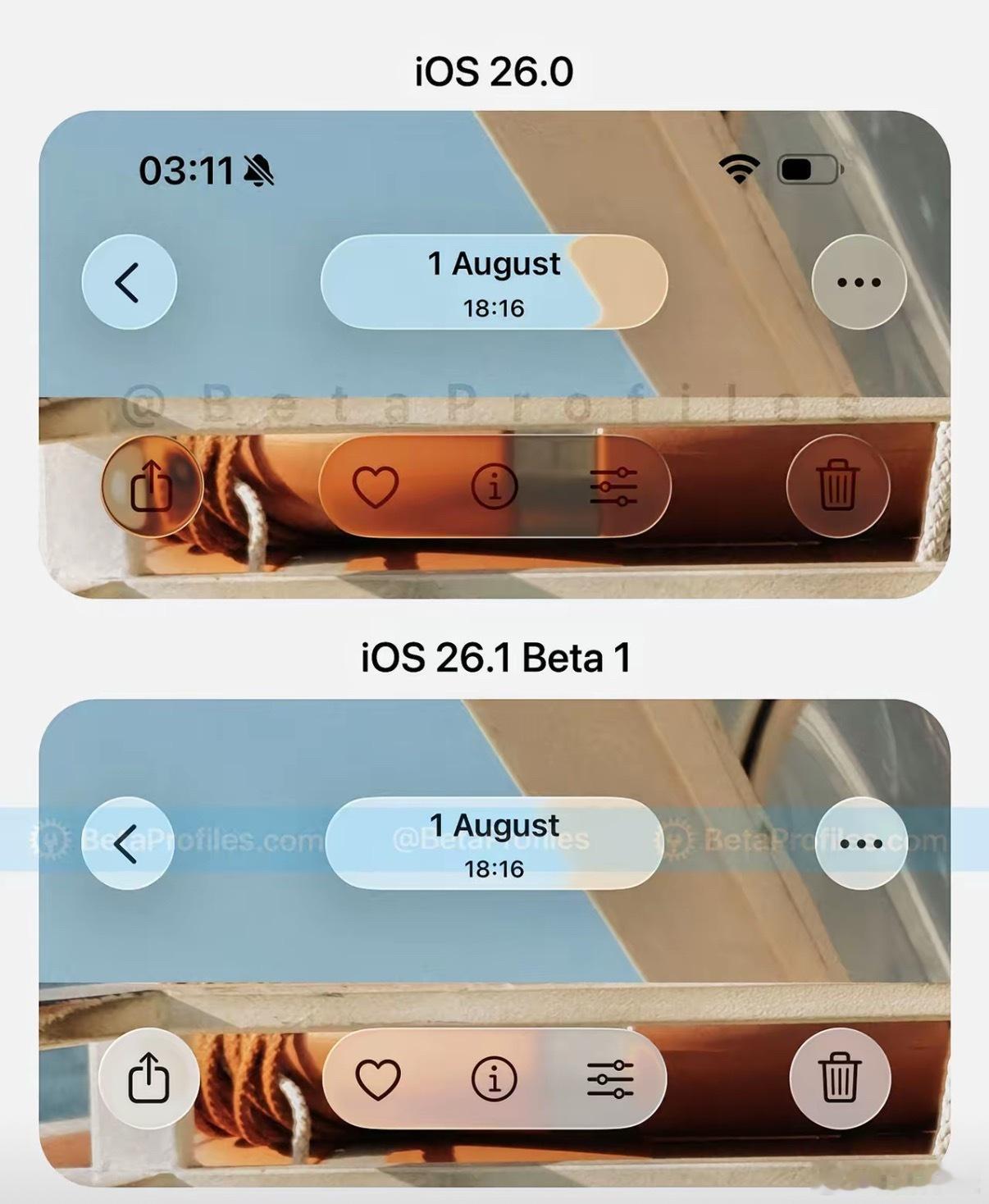 iOS26.1Beta1部分界面变牛奶玻璃​​​