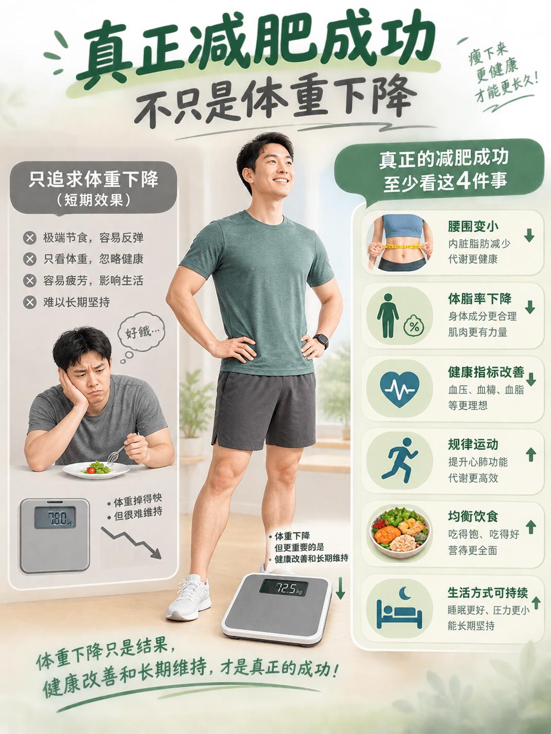 真正的减肥成功，到底是什么？很多人把“减肥成功”理解成：瘦了10斤、20斤，甚