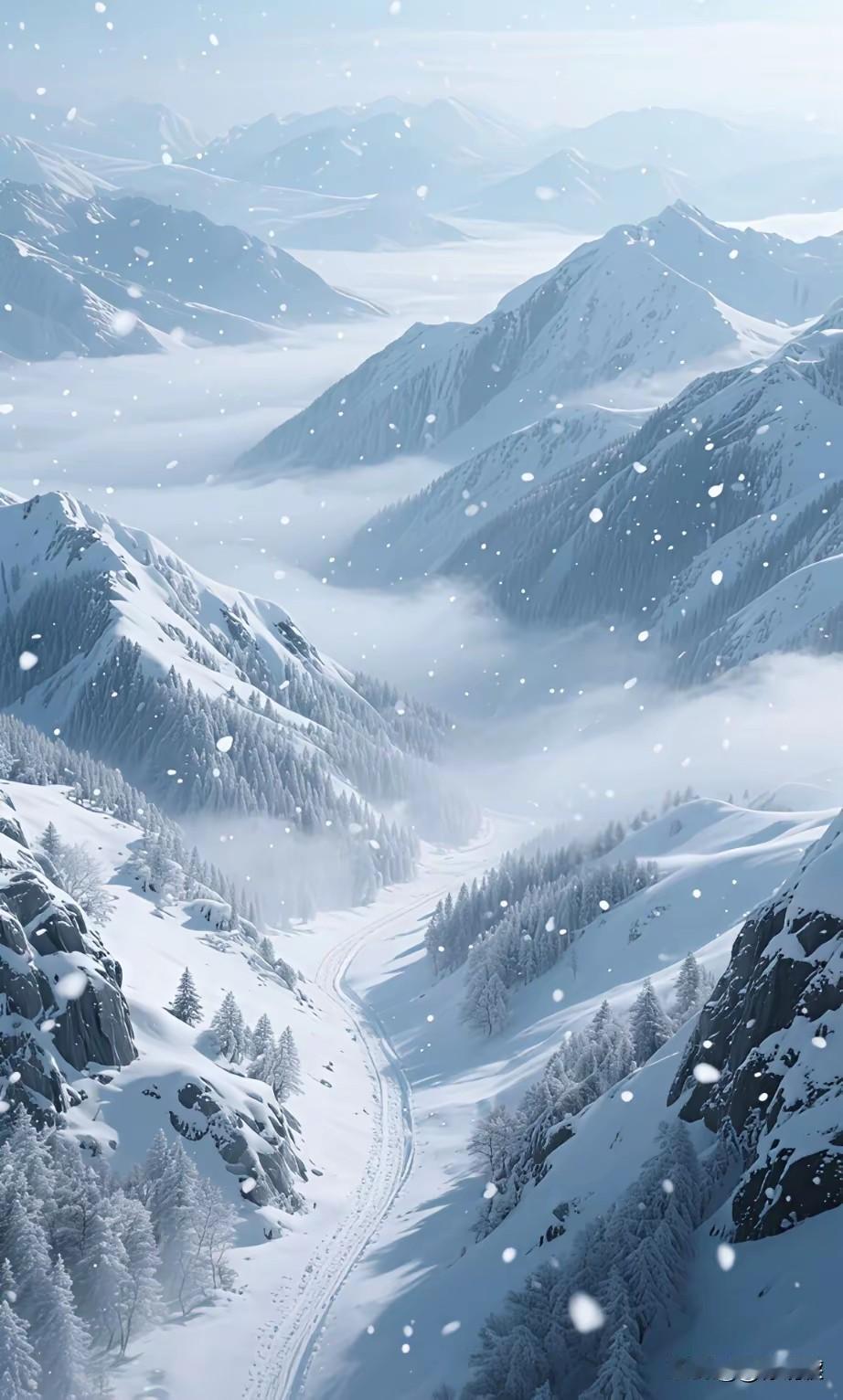 雪落千山皆素画，雨落万水乃碧景。