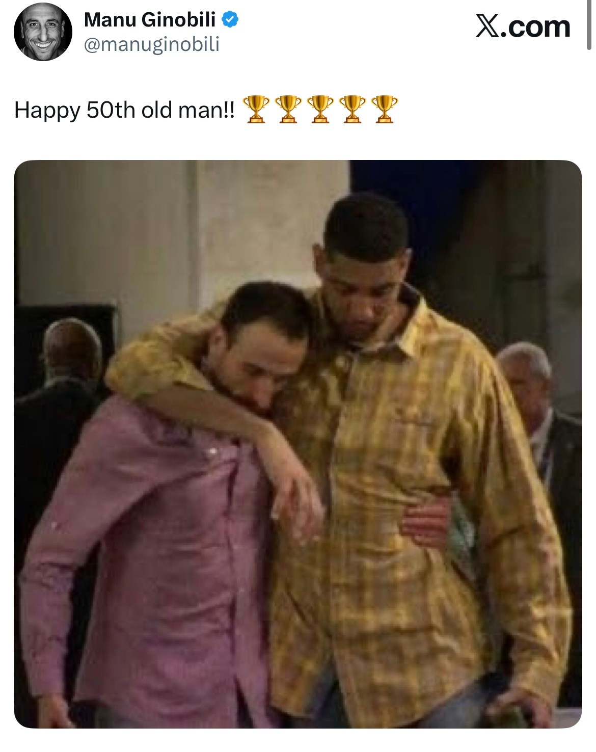 50岁生日快乐，老头儿！！🏆🏆🏆🏆🏆马努在社媒上祝邓肯生日快乐（图2是