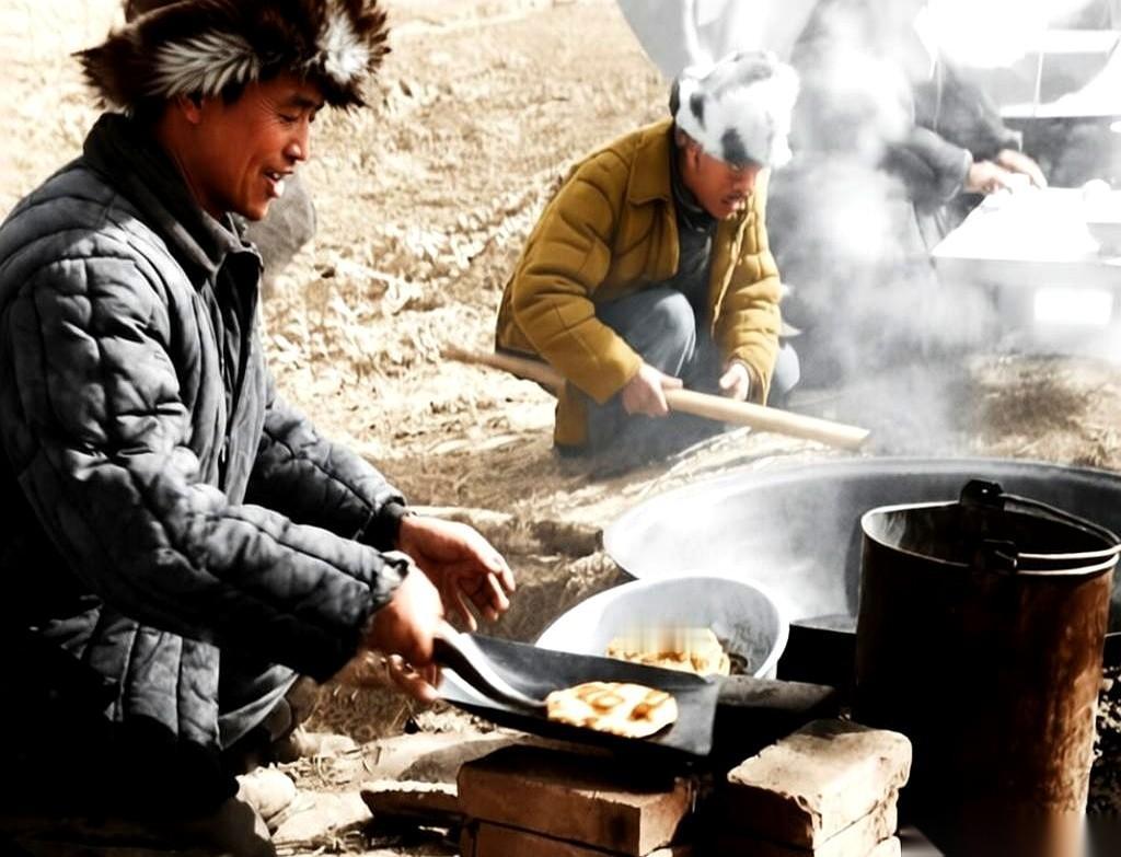 说出来你可能不信，咱们父辈那会儿，炒菜的锅，是挖地的铁锹。对，就是那种黑乎乎、