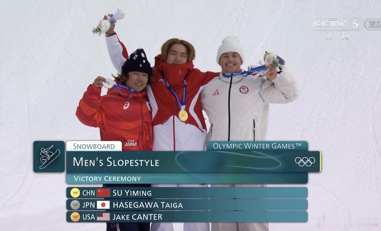 冬奥会，最美的旋律奏响，《义勇军进行曲》。“利维尼奥的雪是冷的，但苏翊鸣这枚金牌