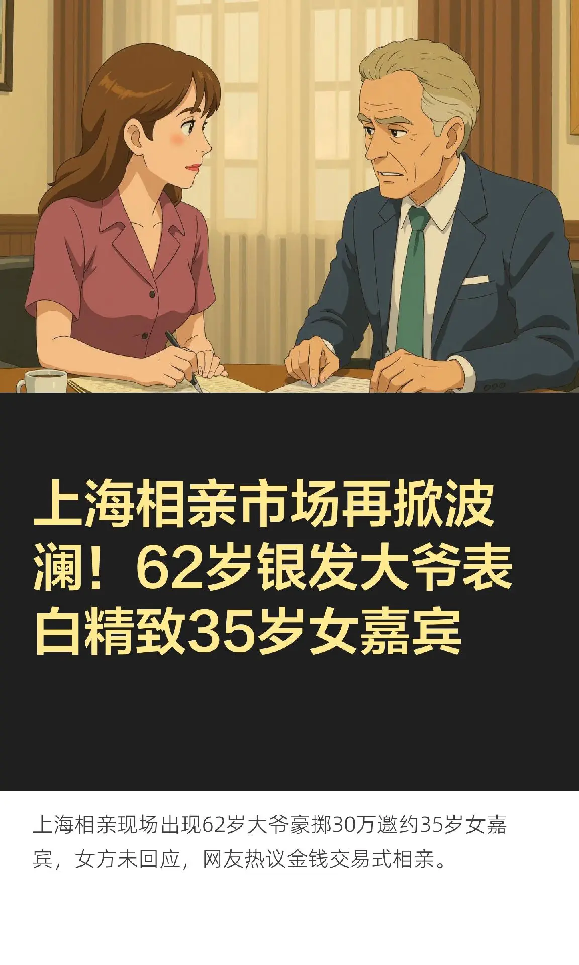 上海相亲市场再掀波澜！62岁银发大爷表白精致35岁女嘉宾