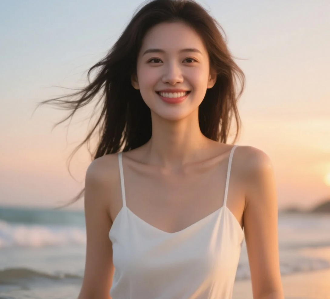 夏日的浪漫不过是一场海边落日与她的相遇