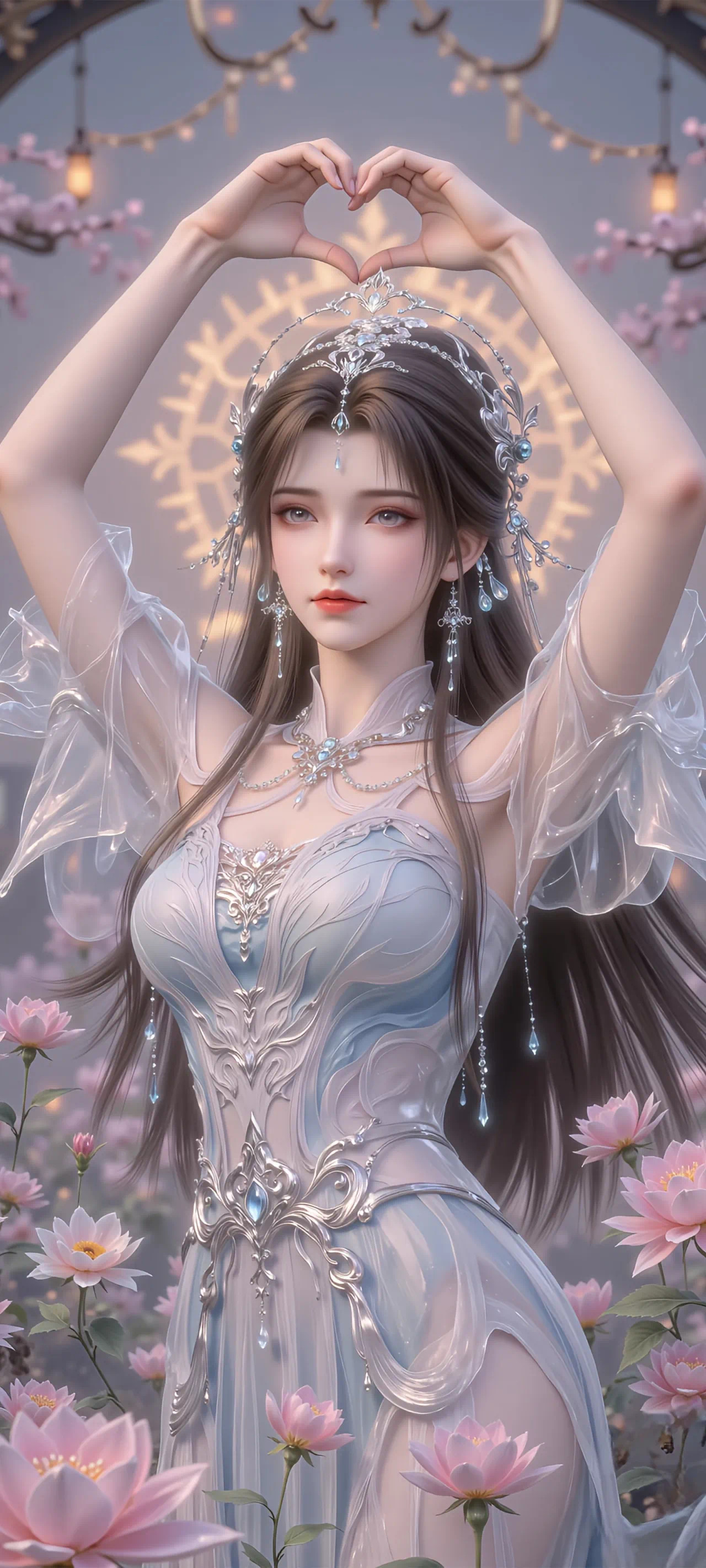 完美世界清漪【精美壁纸】看看这靓丽的容颜，这充满爱意的手势，大家觉得，这是比