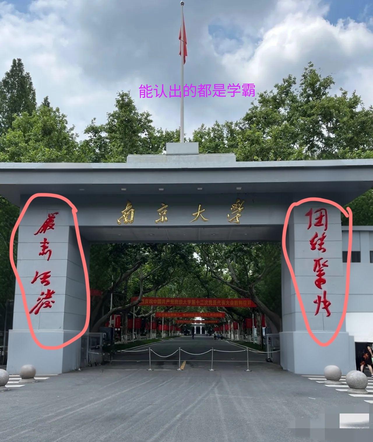 这是哪几个字？路过侄儿读书的学校，顺便去看看他，走到校门口，看到“南京大学”这