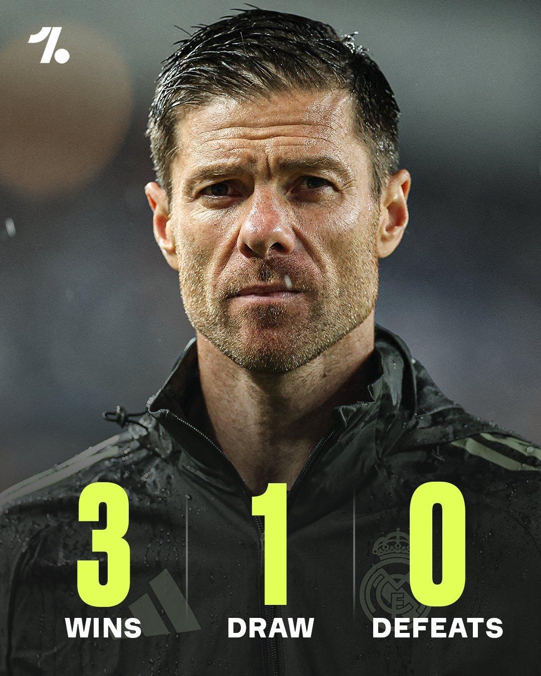 阿隆索首次执教皇马的开局：🚀3胜1平0负⚽8粒进球❌2粒失球阿隆索hal