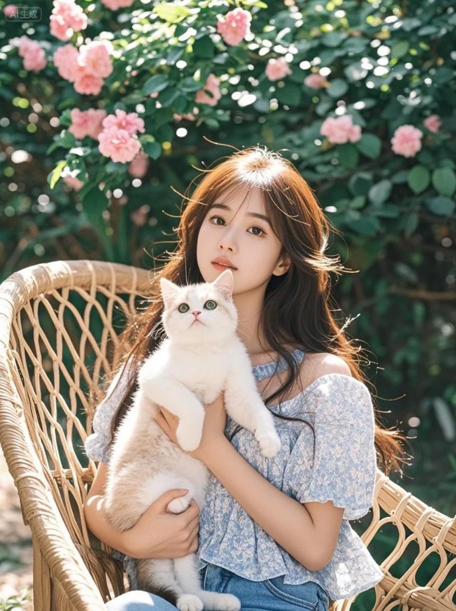 女孩的笑声，遇上一只猫的呼噜声