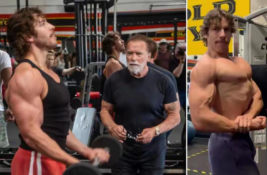 78岁施瓦辛格亲自督战！28岁私生子健美首秀，长相复刻老爹78岁施