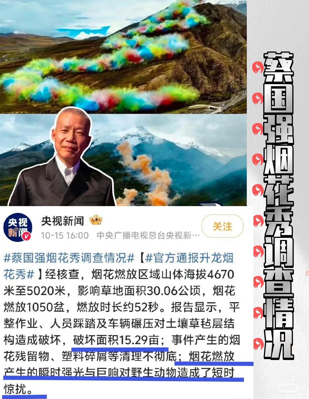 我怀疑过烟花秀闹大是环保问题太严重，也猜测过要追究的是蔡国强团队责任。但是，